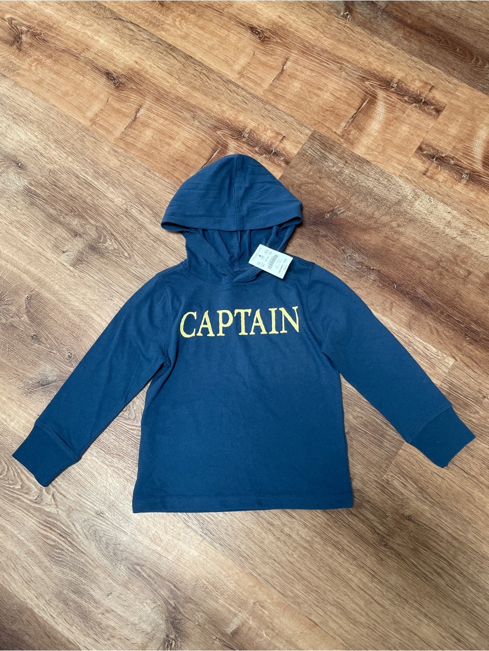 Crewcuts Boys Toddler Graphic Hoodie “CAPTAIN” Spellout Nautical Sz XXS 2-3 NEW